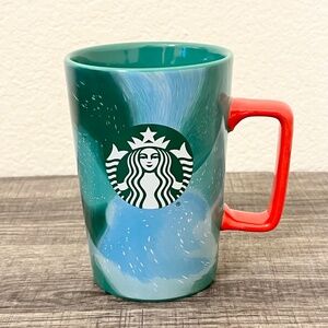 STARBUCKS 2024 Christmas Holiday Green Blue Marbled Swirl Coffee Cup Mug 13oz